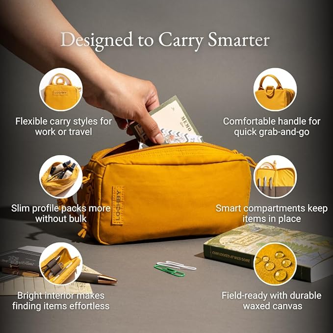 LOCHBY® Venture Pouch | Multipurpose Tactical Tool Bag | Water Resistant Waxed Canvas | Dual-Sided Zipper Pouch | for Motorcycle, Bike, EDC, Pen, Pencil, Art, Tech & Travel