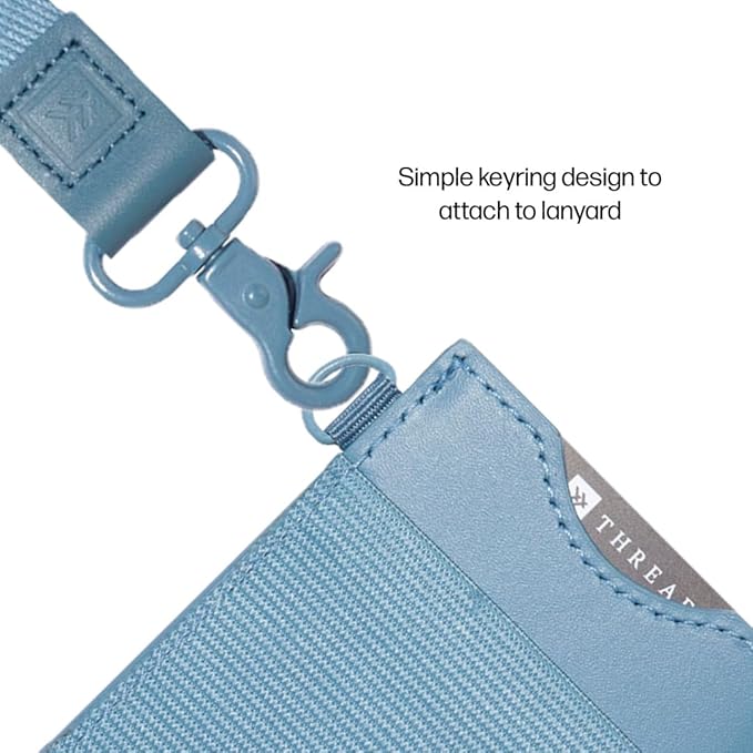 Thread Wallets Ultra Slim Minimalist Leather Card Holder Wallet (Surf Blue)