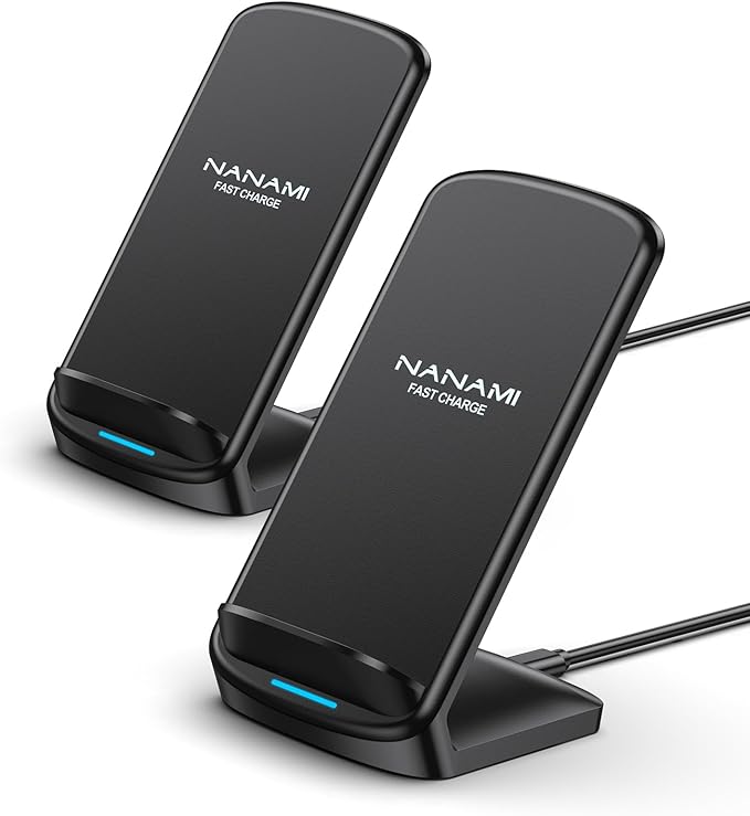 NANAMI Wireless Charger [2 Pack] - 10W Fast Wireless Charging Stand for iPhone 17/17 Air/16/16 Plus/15/14/13/12, Cordless Phone Charger for Samsung Galaxy S26/S26+/S25/S25 Ultra/S24/S23/S22, Pixel 6