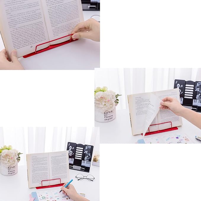 Book Stand 68 Angle Adjustable and Portable Reading Stand Tablet/Cookbook/Textbook/Sheet Music/Tablature/Painting/Book Stand Document Holder - Red