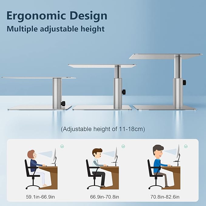 Nillkin Monitor Stand for Desk, Adjustable Height Computer Monitor Stand, Ergonomic Aluminum Computer Stand for Desktop Monitor, iMac, Studio Display XDR, Dell, HP, Lenovo, Other Screen Display, Silver