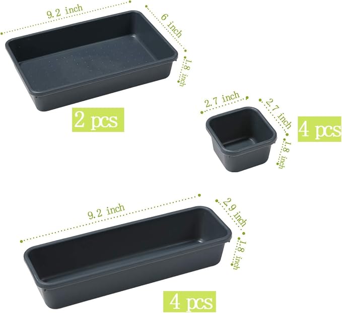 Backerysupply Interlocking Desk Drawer Organizer Separators for Kitchen, Bathroom, Makeup, Office (Set of 10)