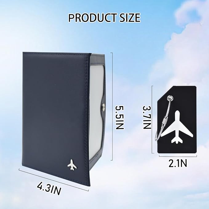 Pilot Wallet Passport Holder RFID Blocking Nappa Leather Travel Wallet, Stylish Travel Companion for Aviation Professionals (Blue)