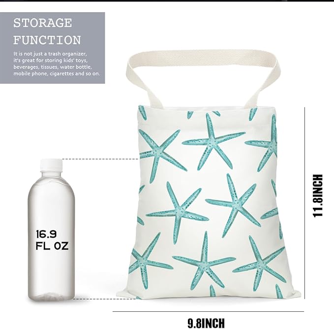 Car Trash Bag Car Garbage Bag Hanging Cars Trash Can, Waterproof Cars Back Seat Organizer for Vehicle Travelling Campingg Ocean Starfish Sailboat Anchor Decor