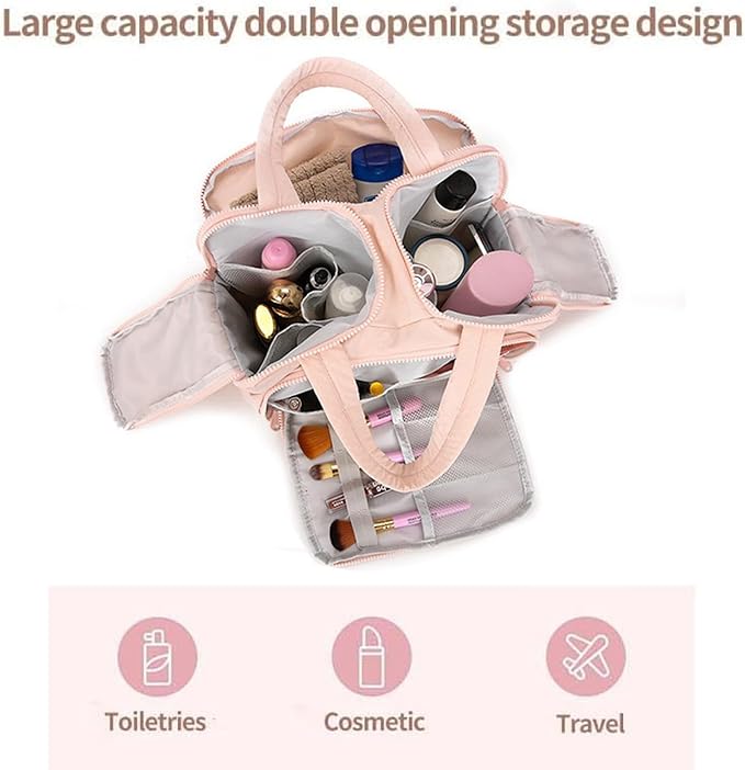 Toiletry Bag, Travelfree Toiletry Bag, Travel Toiletry Bag, 4-in-1 Multi-functional Wide-Open Travel Cosmetic Bag, Waterproof Dry-Wet Separation (Upgrade-Black)