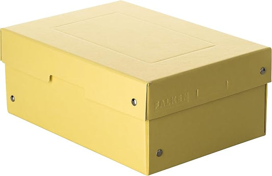FALKEN Original PureBox Pastel Made in Germany 100 mm High DIN A5 Yellow Storage Box with Lid Made of Sturdy Cardboard Vegan Gift Box Transport Box Multi-Purpose Box