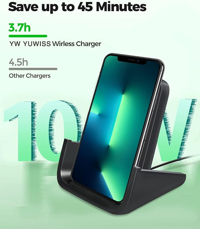 Wireless Charger YUWISS Wireless Charging Stand Cordless Charger 10/7.5/5W Compatible with iPhone 14 13 12/12 /11Pro Max/XR/XS Max/XS/X/8/8Plus Galaxy S22/S21/S9/S9+/S8/S8+ Note