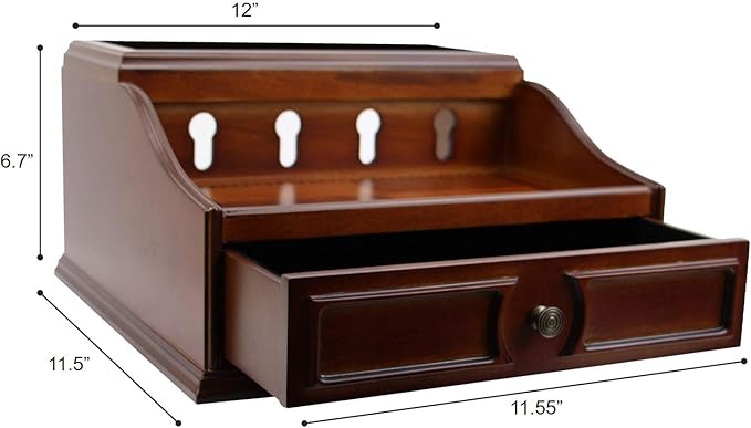 Pecan Brown Wooden Multi-Device Charging Station and Valet