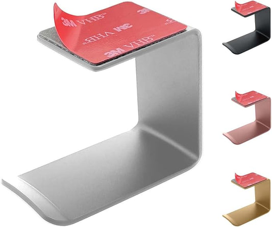 Aluminum Under-Desk Headphone Hook, with Strong Adhesive VHB Tape, Holds 5 lbs (Silver)