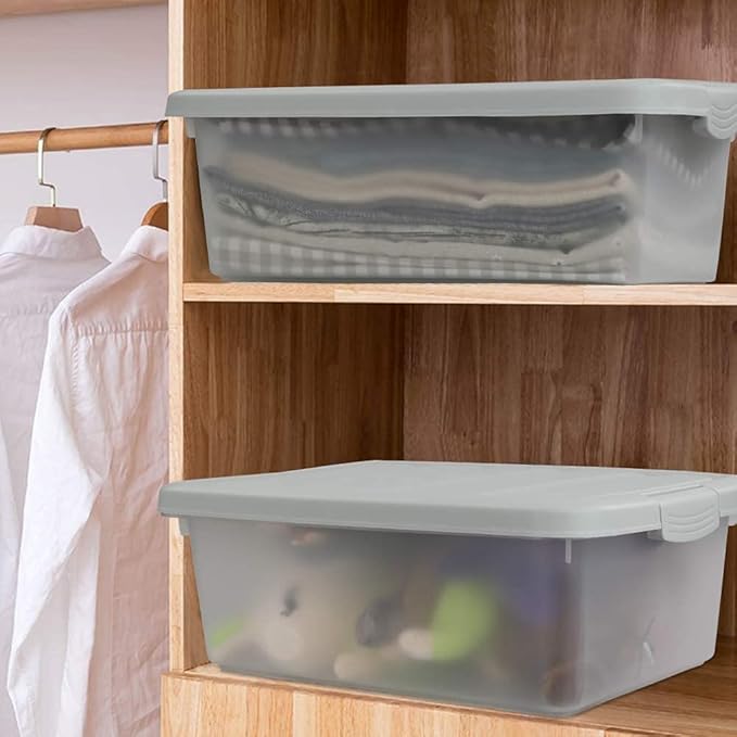 14 Quart Plastic Storage Box, Clear Storage Bin with Lid, 2 Packs