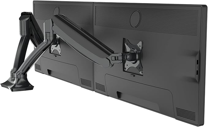 Progressive Desk Dual Gas Spring Monitor Mount Stand - Fits 10"-27" Monitors - ±180° Monitor Rotation - Arm Holds Up to 20 lbs per Arm