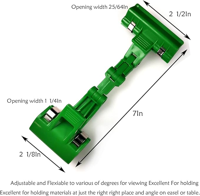 Adjustable Copy Holder Clip – Flexiable Docments Holder - Handy Artist Supplies Holder Canvas Clamp,Pack of 2 (Green)