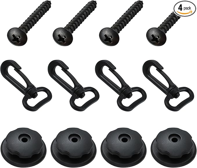 Wuyaoyao 4PCS Car Cargo Net Hooks, Sturdy Trunk Storage Net Hooks with Screws, Fastener Hardware Kit Replacement for Fixing Vehicle Cargo Nets, Car Accessories for Most Cars (Hook Accessories)