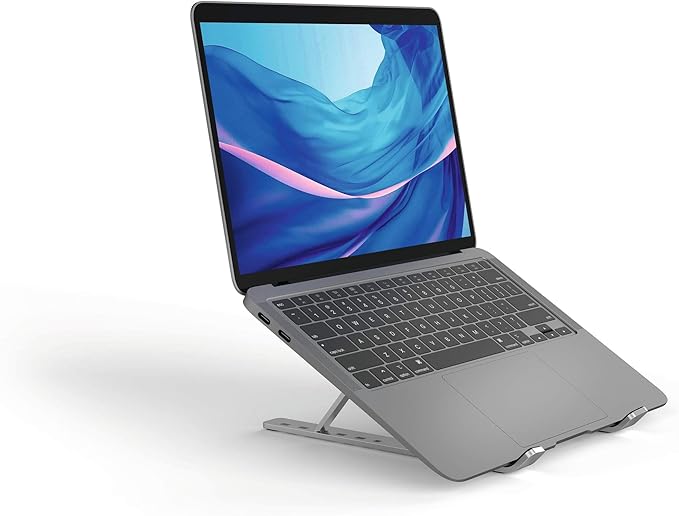 Durable Laptop Stand for Laptops & Tablets - Foldable & Height Adjustable - Includes Travel Bag - Silver Aluminum Laptop Mount, for Laptops and Tablets up to 15"