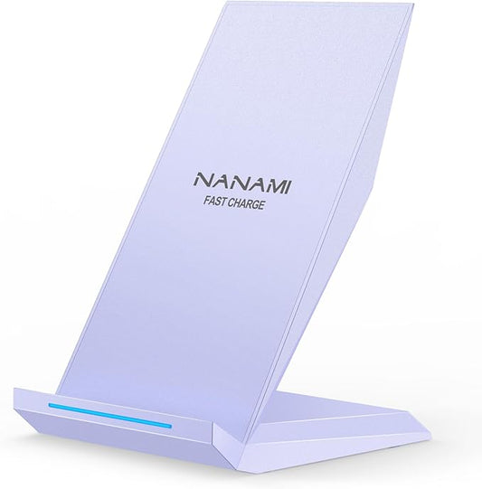 NANAMI Wireless Charger - Fast Wireless Charging Stand Compatible with Apple iPhone 17/17 Pro/17 Pro Max/16/15/14/13/12 Pro, Desktop Phone Charger for Samsung Galaxy S26/S26+/S25/S24/S23/S22/S21