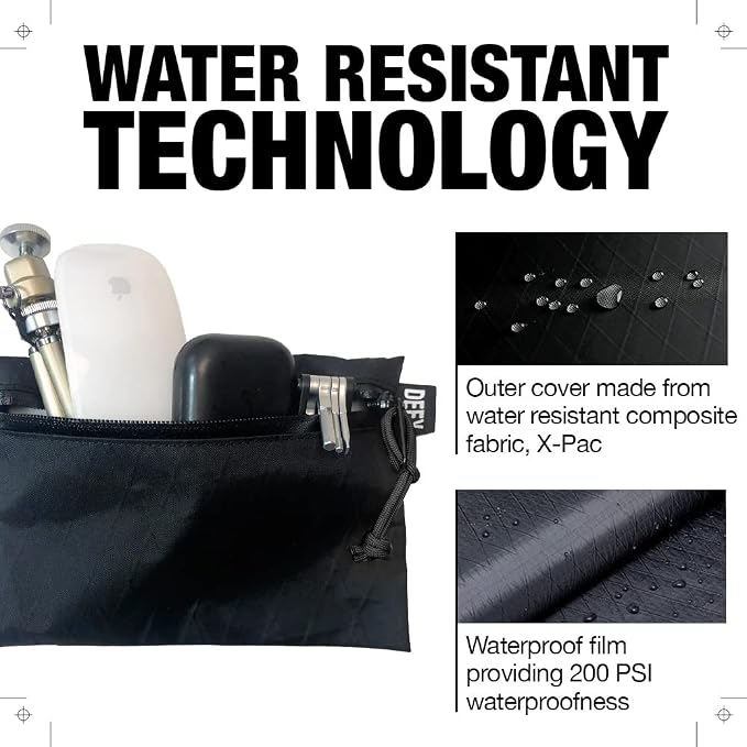 DEFY Project X-Pac Travel Pouch | Lightweight Nylon Organizer Pouch For Accessories | Premium Tech Wallet | Water Repellent Travel Organizer (Medium, Black)