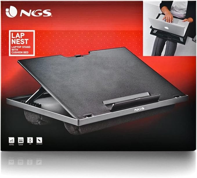 NGS LAPNEST - Multifunctional and Ergonomic Laptop Stand for Laptops up to 15.6 Inches with Padded Base, Adjustable with 8 Levels of Height