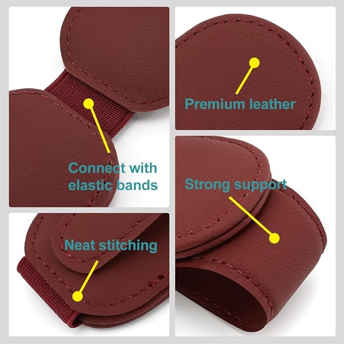 2-Packs Leather Sunglasses Holders for Car Sun Visor, Magnetic Glasses Eyeglass Hanger Clip for Car