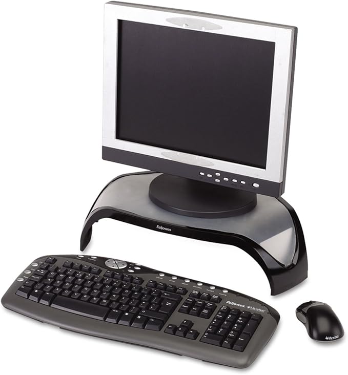 Fellowes 8020101 Corner Monitor Riser, Adjustbl,18-1/2-Inch x12-1/2-Inch x5-1/8-Inch, BK/GY