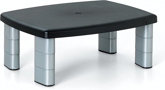 3M Adjustable Monitor Stand, Three Leg Segments, Simply Adjust Height from 1" to 5 7/8", Holds Up to 80 lbs, 11" Space Between Columns, Silver/Black (MS80B)