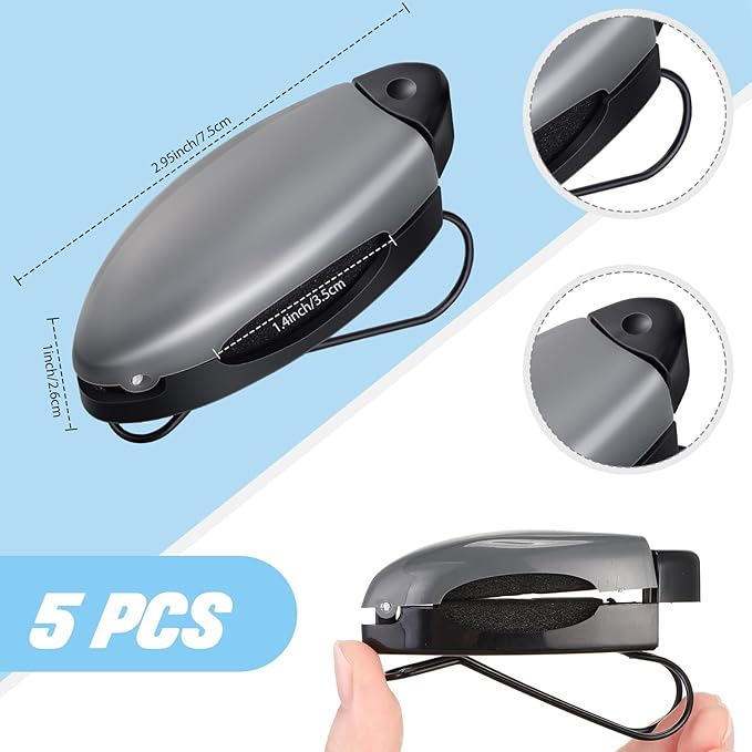 Frienda 5 Pcs Auto Car Vehicle Sun Visor Clip Holder Sunglasses Holder for Eyeglasses Mount Ticket Card Clip for Car Accessories (Black,Gray,Silver)