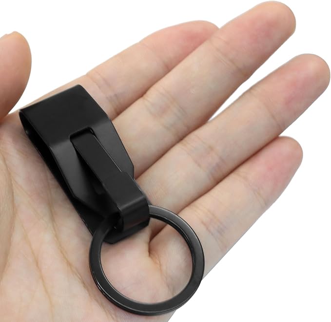 4 pcs Black Belt Key Clip, Security Key Holder Metal Keychain, Clip Keyring Holder for Car/Home/Office/Men/Women