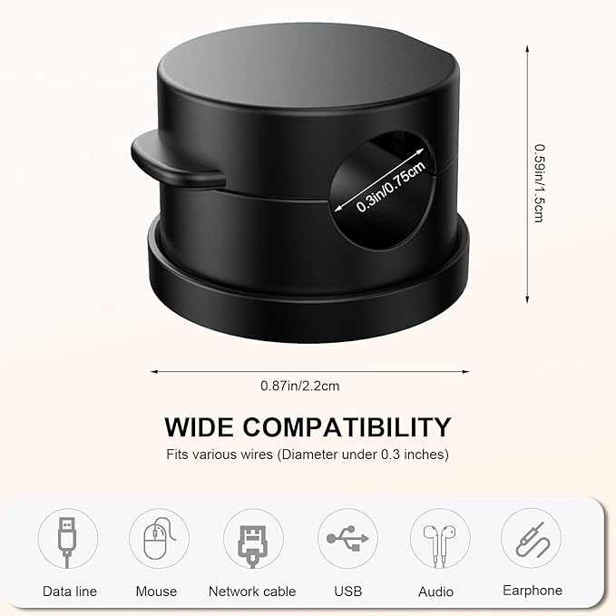 6pcs Magnetic Cable Clips, 360° Swiveling Adhesive Cable Organizer - Compact Cable Holder for Desk, Nightstand, Car, Kitchen & Home Office - Charger Cord Holder Solution by MarLigavid (Black)