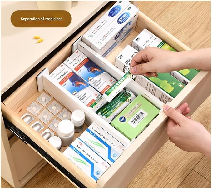 6 Pack Adjustable Drawer Dividers (10.8–17.9”) – Expandable Slide-Lock Plastic Drawer Organizer for Clothes, Kitchen, Bathroom & Office – Tool-Free White Drawer Separators