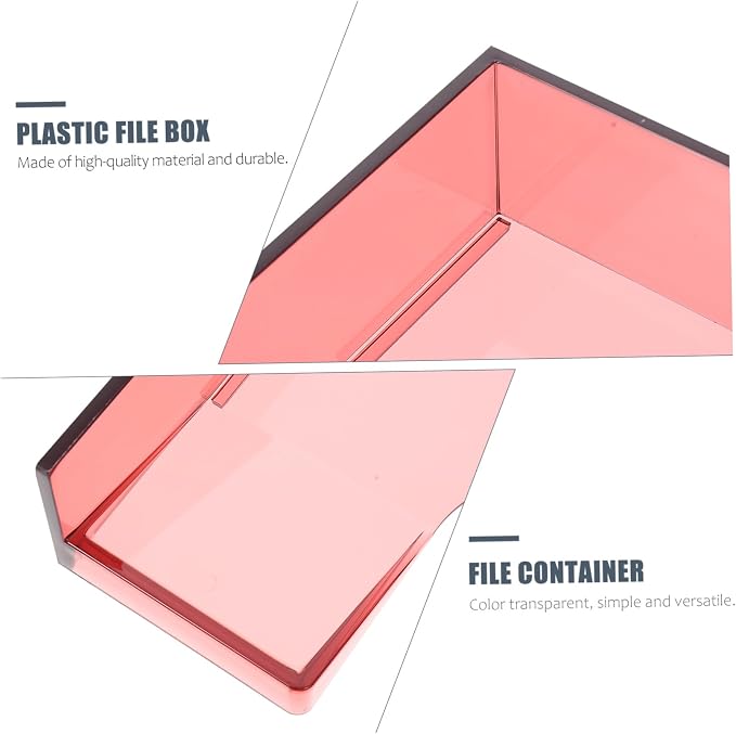 Stackable Paper Organizer Box in Wine Red Transparent Multifunctional Document Storage Case for Office Home School Desktop File Holder Practical File Box for Magazines and