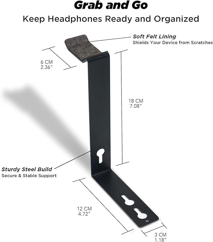 ULTRARM Moodular Add-ons Headphone Stand [Accessory Only - Requires Moodular Wooden Monitor Stand Slide Rails for Use] Black MSA-HS