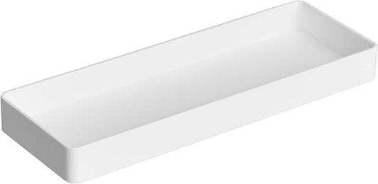 Amazon Basics Rectangular Plastic Desk Organizer, Half Accessory Tray for Office Supplies and Workspace Organization, 9.4" x 3.3" x 1", White