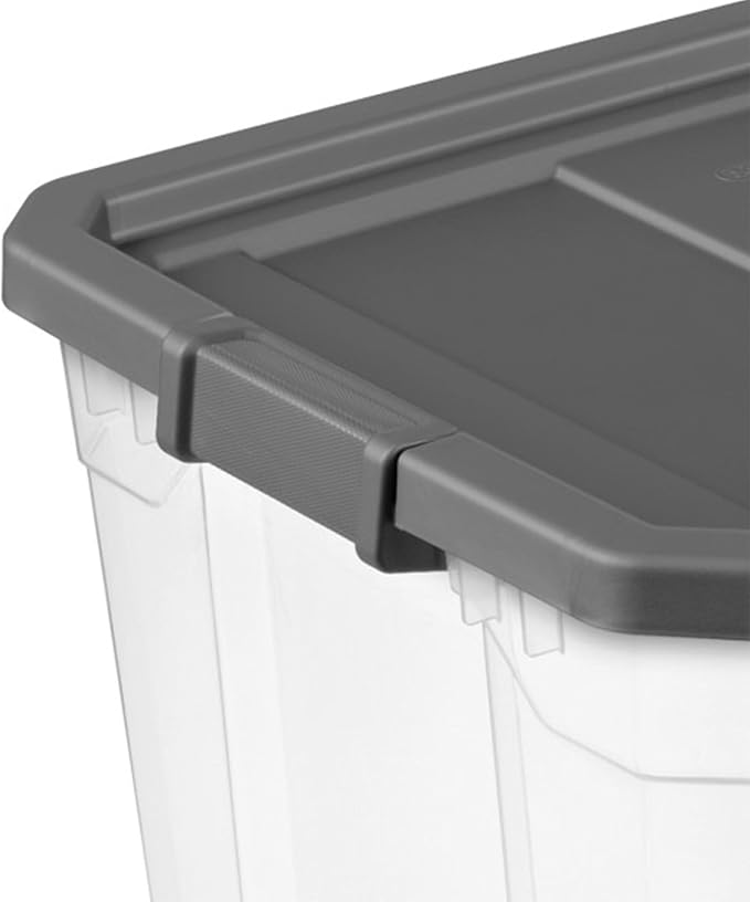 STERILITE 108 QT. Clear Stacker Storage Container Tote with Latching LID 4-Pack 4 X 1