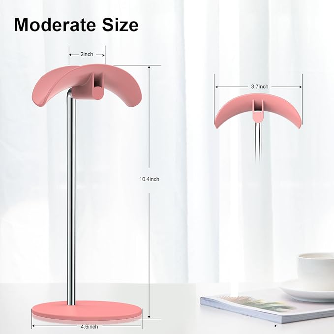 Headphone Stand, Headset Holder with Solid Base for Desk, Compatible with AirPods Max, Beats, Bose, B&O, Sony, Sennheiser, Gaming, etc (Pink)