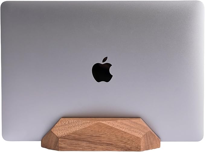 Adjustable Vertical Laptop Stand, MacBook Holder with Wood, Wooden Laptop Stand, Vertical Laptop Holder for Desk, Width Adjustable Dock Fits All MacBook/Surface Pro