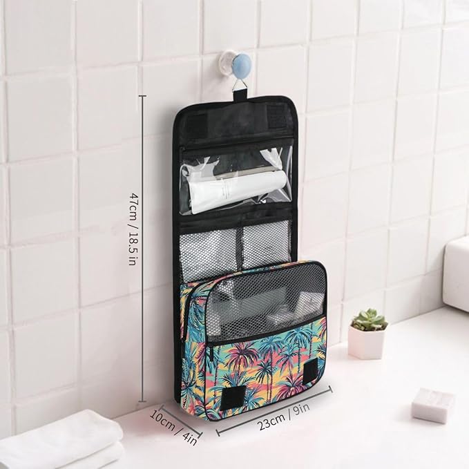Hanging Travel Toiletry Bag Hawaiian Palm Colorful Style Kit Makeup Case Cosmetics Organizer for Men Women