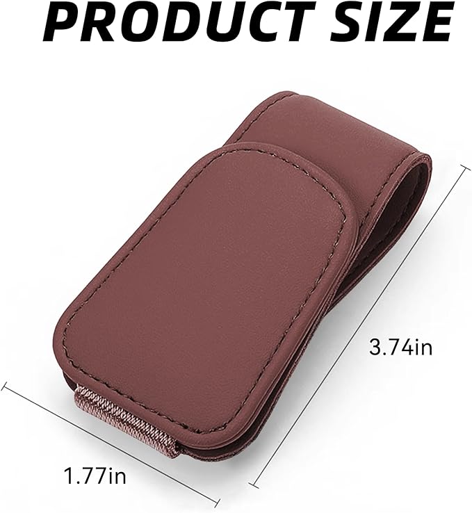 2PCS Sunglasses Holders for Car Sun Visor, Leather Eyeglasses Hanger Mounter, Magnetic Glasses Holder and Ticket Card Clip, Universal Auto Interior Accessories (Wine Red, 2PCS)