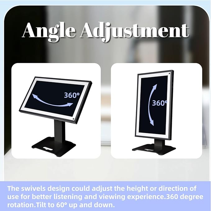 Swivel and Tilt Metal Stand for Echo Show 15 (Gen 1, Gen 2) and Show 21 Adjustable (-58/+58) with 360 Rotatable Wall Mounting Holder for Monitor Full Motion 13"-27", Black