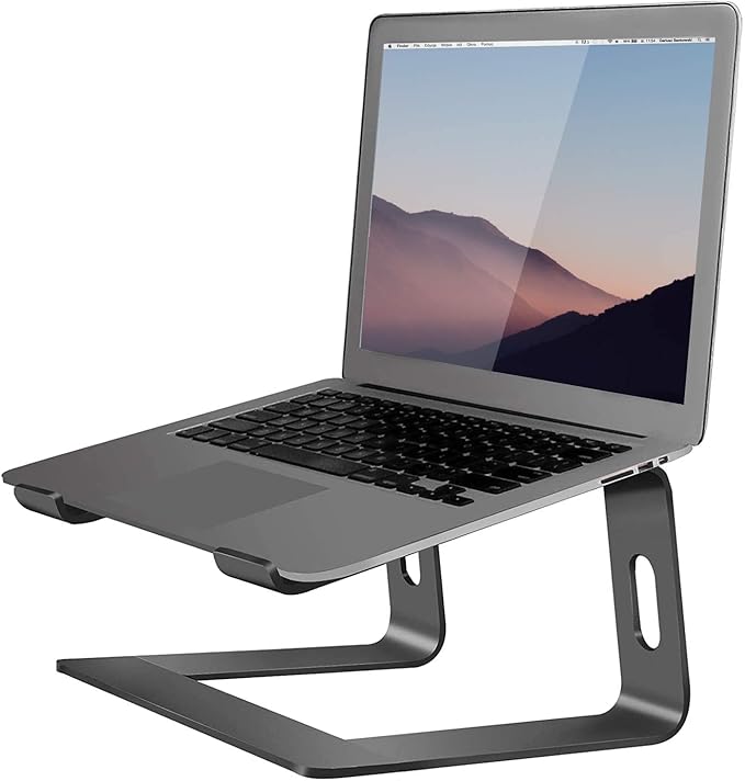 Orionstar Ergonomic Laptop Stand, Premium 5mm Aluminum Riser for 10-15.6 Inch Notebook Computer, Tool-Free Detachable Elevator Holder for Desk Office, Sturdy Riser for Eye-Level Neck Relief, Black