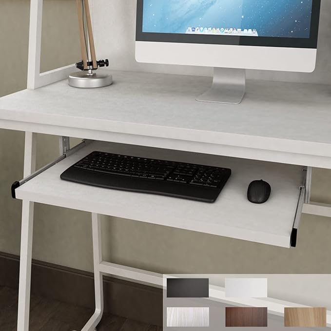 V3VOGUE Adjustable Keyboard Tray Under Desk Pull Out Keyboard Holder with Slides Rails - Smoothly Sliding - for Keyboard Mouse Drawer Platforms - Ergonomic Wooden Desk Extender