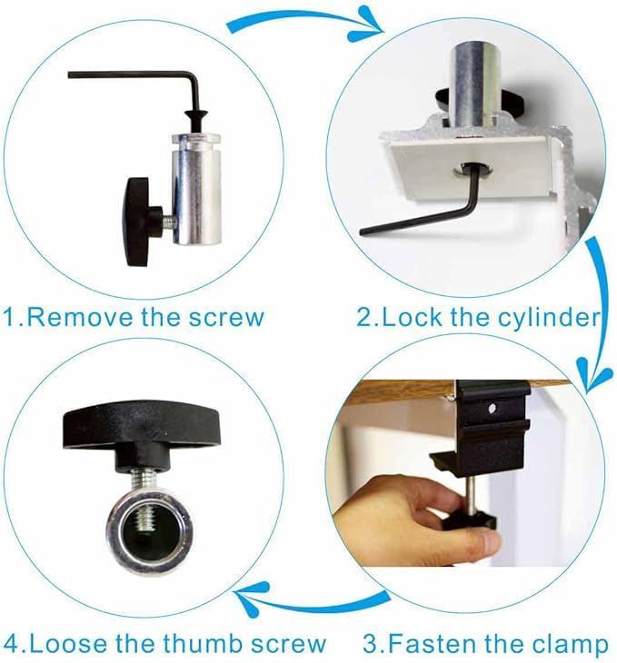 Replacement Heavy Duty C Clamp for 1/2” Base Magnifying Lamp,Desk Lamp,Swing Arm Lamp,Phone I pad Mount,Tablet Mic Holder,Table Mount Clamp for Microphone Stand Mic Boom Arm (G1 SIVLER)