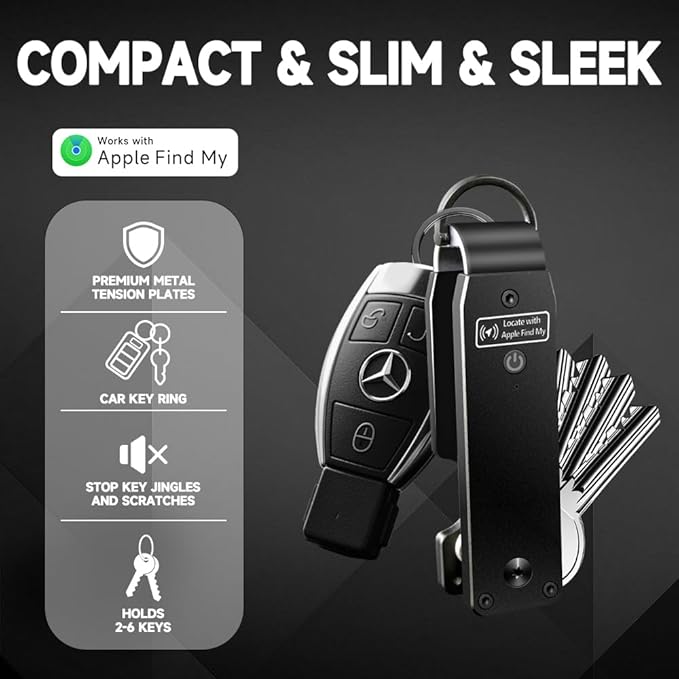 Key Organizer Men's Keychains with Smart Tracker, Key Finder, Compact Key Holder -Minimalist Key Case Metal Car Key Chain