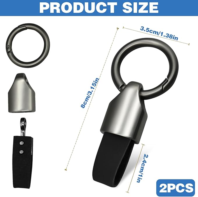 2Pcs Car Key Chain Clip, Leather Keychain Key Fob Keychain, Key Chain Rings for Car Keys, Key Fob Holder Keychain with Keyrings Zinc Alloy Buckle, Multifunctional Keychain Ring Holder for Men Woman