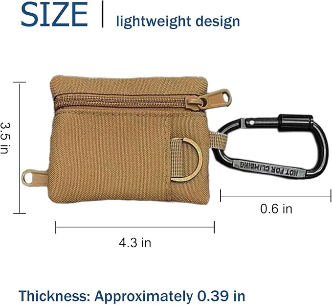 3 Pack Tactical EDC Keychain Pouch, Mini Wallet with Upgraded D-Ring - Military Mini Molle Utility Organizer for Outdoor, Hiking, Camping, Belt Gear, Zipper Pocket Bag