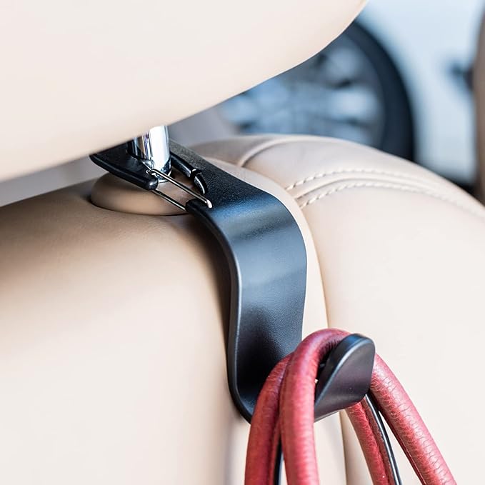 Car Seat Hooks 4 Pack, Headrest Hooks for Purses Groceries Bags with Metal Lock, Car Purse Holder Seat Back Storage Hooks