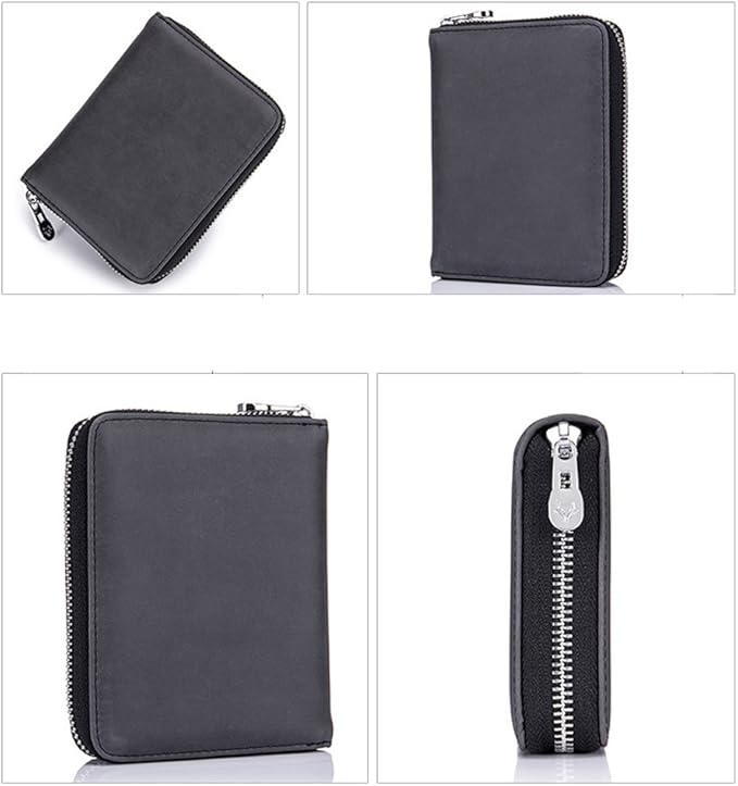 boshiho RFID Blocking 24 Slot Credit Card Holder Wallet Real Leather Multi Card Organizer Wallet with Zipper