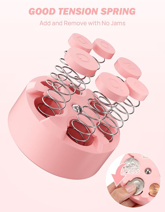 JOYTUTUS Universal Coin Holder, Large Capacity Coin Holder for Car, Portable Car Change Holder Coin Organizer, Car Trucks Accessories, Coin Sorter for Car & Wallet & Pocket,Pink
