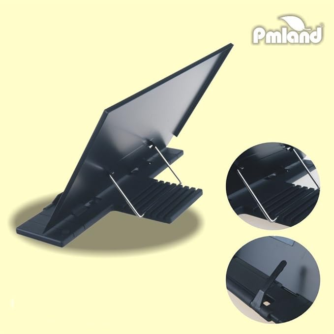 PMLAND Adjustable Document Holder, Metal Desk Stand with Page Clips, 7 Position Reading Rest for Books, Tablets, Laptops
