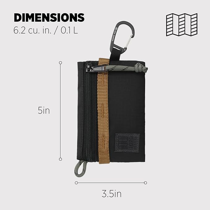 Topo Designs Accessory Bags, Travel Organizer Accessories for Smaller Items, Durable Storage Pouch, 3 Sizes, Fully Lined Pack Cloth (Mountain, Black/Neutral)