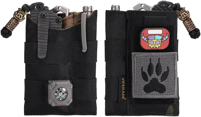 VIPERADE VE9 EDC Pocket Organizer Tool Pouch, Multitool Sheath with Patch Area for DIY, EDC Pocket Pouch with 3 Slip Pockets for Men Outdoor Activity Daily Carry