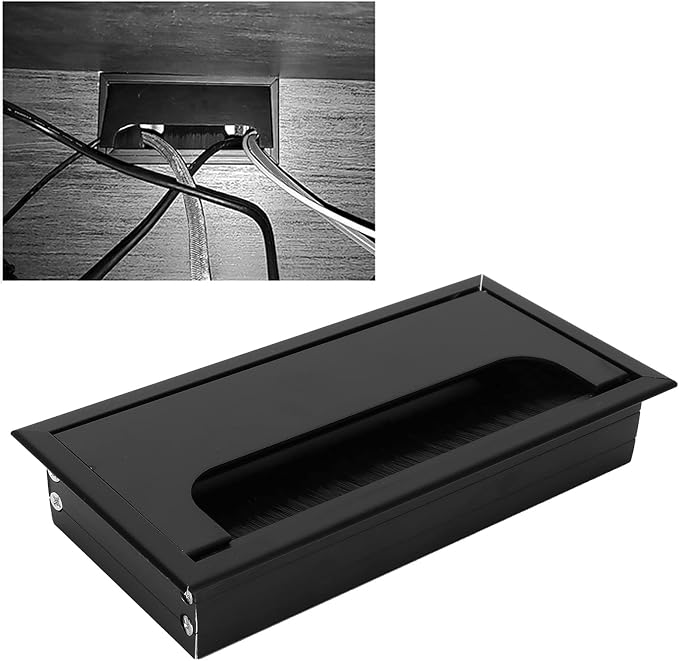 Eujgoov Cable Management Box, Aluminum Alloy Cord Organizer for Home Office School, Efficient Wire Tidy Grommet Cover Black Entertainment System PC, Ideal Desk Computer Grommets